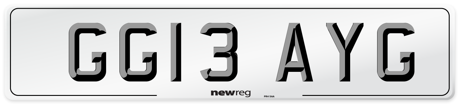 GG13 AYG Number Plate from New Reg